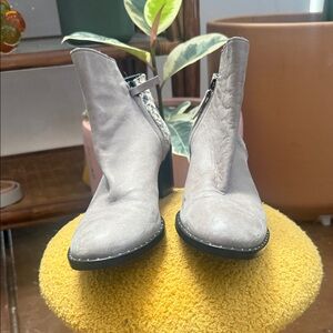 Freda Salvador faux snake and Taupe Suede Ankle Boots - Stylish Everyday Heel